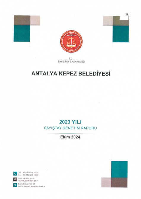 5393 sayılı Belediye Kanununun 55. maddesi gereği; 2023 Yılı Sayıştay Denetim Raporu