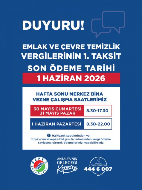 EMLAK VE ÇEVRE TEMİZLİK VERGİSİ DUYURU