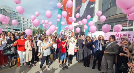 Kepez’de kanser farkındalığı için pembe balon uçurdular 
