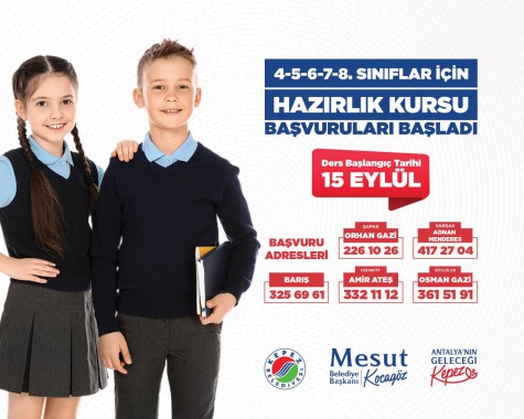    Kepez’in YKS ve Destek Eğitim Kursları 15 Eylül’de başlıyor