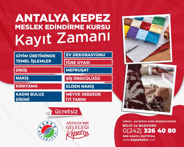 Antalya Kepez Meslek Edindirme Kursları’na yeni dönem kayıtları başladı