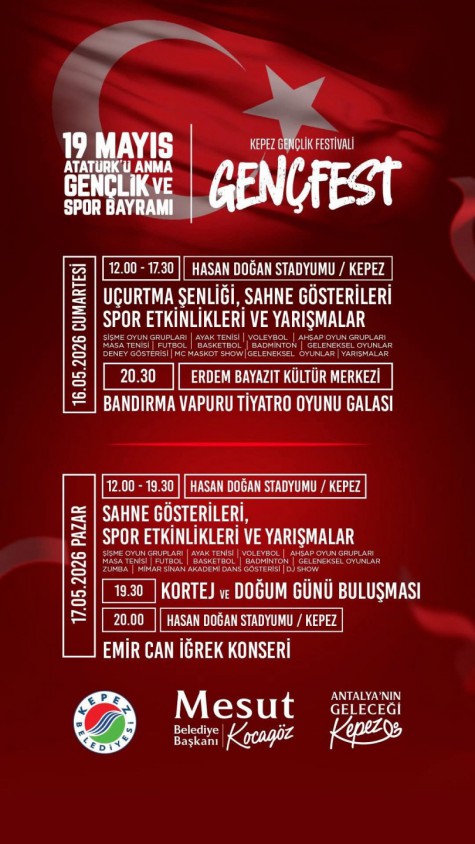 Kepez’de 19 Mayıs coşkusu GENÇFEST ile yaşanacak