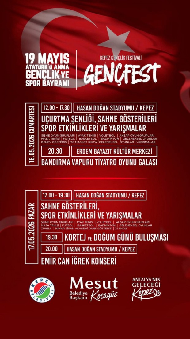 Kepez’de 19 Mayıs coşkusu GENÇFEST ile yaşanacak
